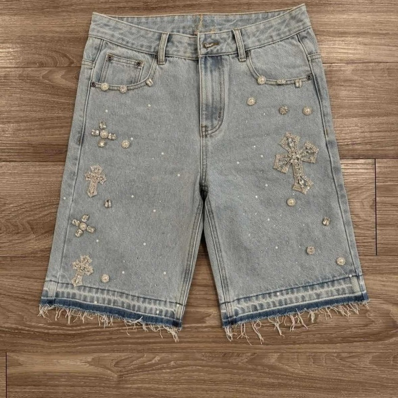 Embroidery Effect - Deeptown Y2k Gothic Cross Diamond Borduren