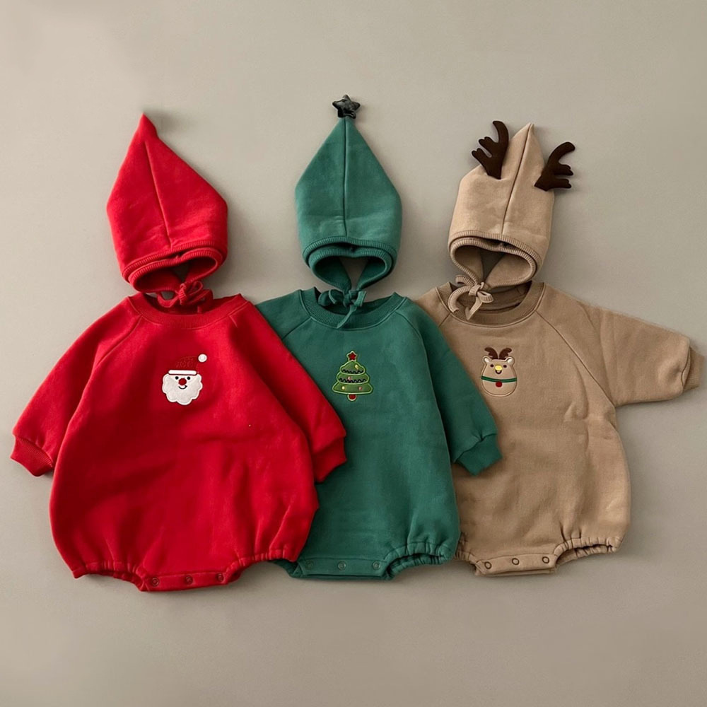 Embroidery Xmas Tree - Baby Kerst Romper met Hoed 0-24M