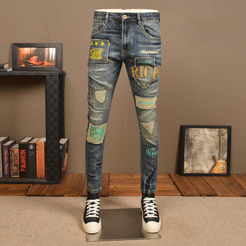 Embroidery Effect - High Street Designer Mode Mannen Jeans