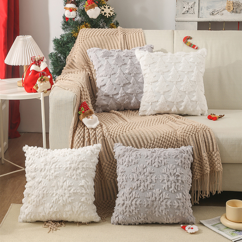 Embroidery Xmas Tree - 45x45cm Kerst Sneeuwvlok Borduren Kussenhoes Luxe