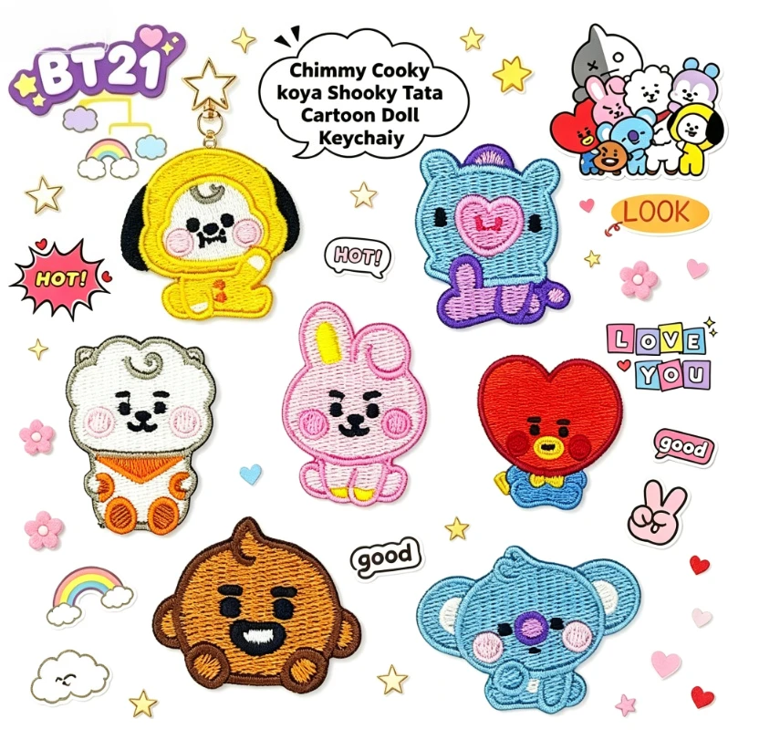 Embroidery Patch - LINE FRIENDS BT21 Alle personages geborduurde