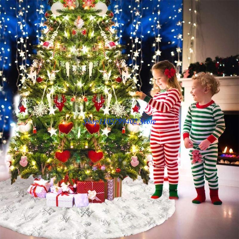 547f Wit pluche kerstboom rok  - Embroidery Xmas Tree recensie en prijs