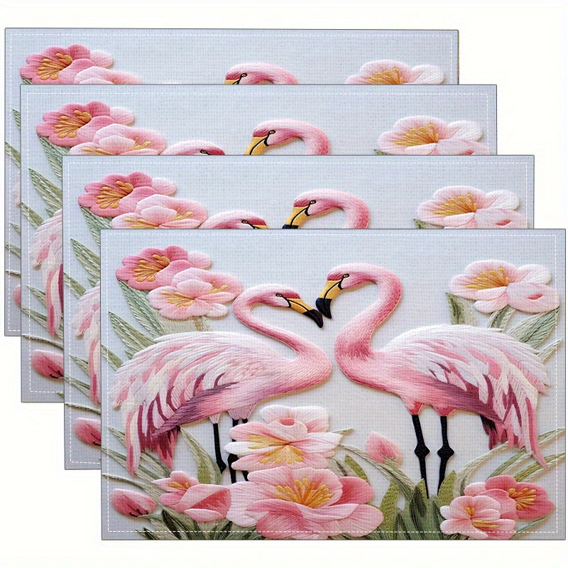 Flamingo Roze Bloemmotief Bord - Embroidery Effect recensie en prijs